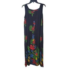 Phase Size Small Womens Sleeveless Dress Parrot Multicolor Tropical Vintage Maxi